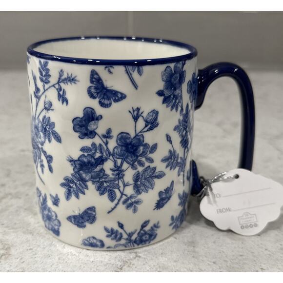 Chinoiserie BUTTERFLY Cobalt Blue White Floral by 10 Strawberry Street BELLA Mug - Picture 4 of 4